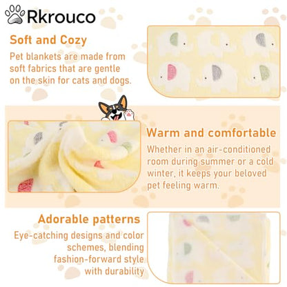 Three Piece Pet Blanket Set for Dogs Cats Soft Comfy Puppy and Kittens Bed Blanket Fluffy Fleece Pets Throw with Cute Patterns (Medium 30x20.5 inch, Cute Animals) - color: Cute Animals, size: Medium-30x20.5 Inch