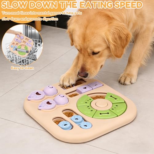 Interactive Dog Puzzle Toys Interactive Treat Dispensing Slow Feeder for Training and Mental Stimulating Dog Enrichment Toys, Dogs Puzzles for Smart Dogs Puppy Cats Pet(Beige) - color: Beige
