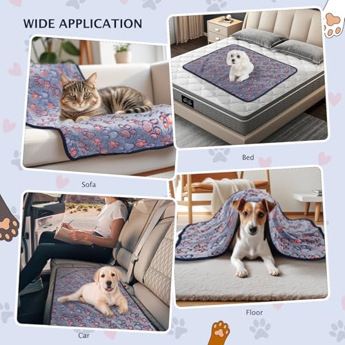 6 Pack Small Dog Blanket, Super Soft Warm Pet Cover Blankets, Paw Print Puppy Fleece Flannel Blanket for Small Medium Dogs and Cats MW003 - color: Blue Paw, size: 6 Pack of 41x29.9 Inches