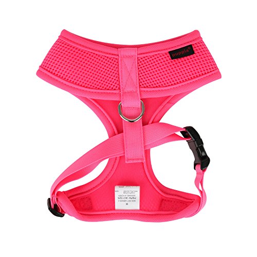 Puppia Soft Harness A XL Over-The-Head Soft Mesh Harness Neon Pink - color: PINK, size: X-Large