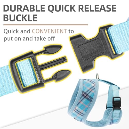 PUPTECK Soft Mesh Dog Harness and Leash Set Pet Puppy Cat Comfort Padded Vest No Pull Harnesses, Light Blue, XS - color: Blue, size: XS (NECK: 10", CHEST: 10"-14")