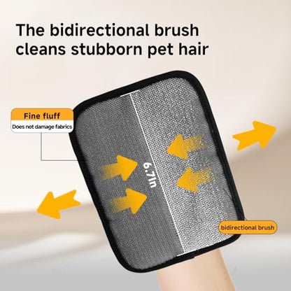 NVNAN 2-in-1 Pet Grooming Glove & Fabric Hair Remover - Reusabie, Silicone Massage Bristles,Static Adhesion for Quiuck Shedding Control,Safe for Dogs & Cats - color: Fabric Pet Hair Gloves+Pet Grooming Brush
