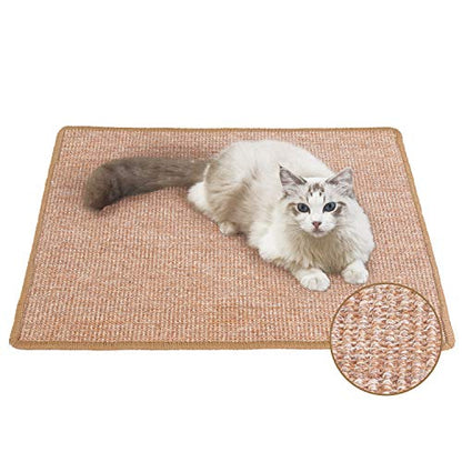 FUKUMARU Cat Scratcher Mat, 23.6 X 31.5 Inch Natural Sisal Cat Scratch Mats, Horizontal Cat Floor Scratching Pad Rug, Protect Carpets and Sofas Brown - color: Brown-23.6 x 31.5 Inch