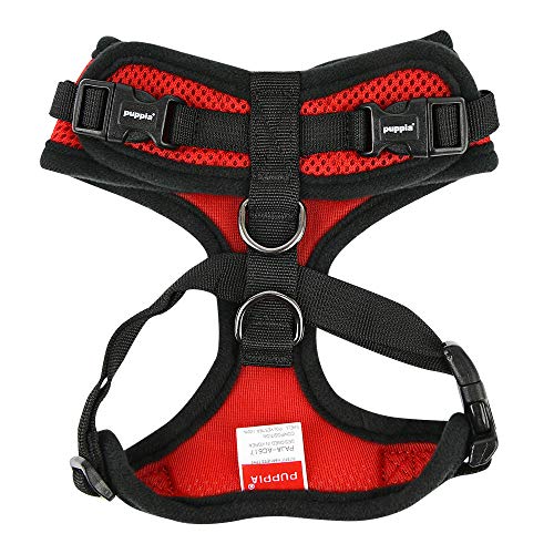 Authentic Puppia RiteFit Harness with Adjustable Neck, Red, Medium - color: Red, size: Medium