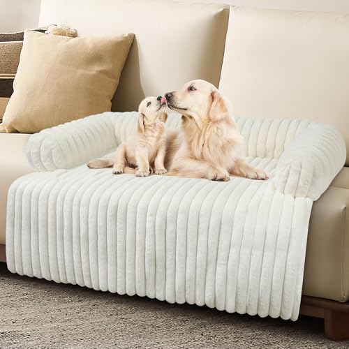 Wn's Day Luxurious Dog Couch Bed, Washable Calming Dog Couch Cover, Removable Couch Protector for Dogs, Waterproof Sofa Bed, Pet Bed Mats for Couch, Pet Couch Covers for Sofa(White, XL) - color: White, size: X-Large(45*37*6 In)