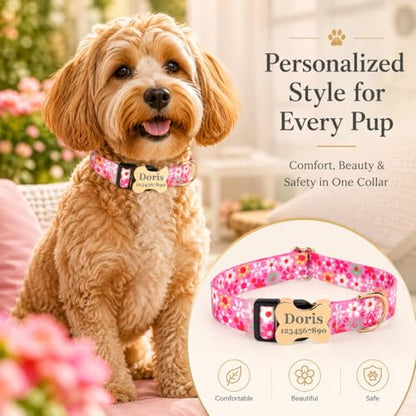 Custom Dog Collar with Engraved Name & Phone Number, Personalized Anti-Lost Pet Collar, Adjustable Durable Soft Collar for X-Small Small Medium Large X-Large Dogs, Outdoor Walking Training Daily Wear - color: New bone buckle