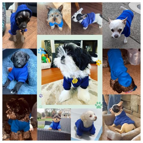 Jecikelon Winter Dog Hoodie Sweatshirts with Pockets Warm Dog Clothes for Small Dogs Chihuahua Coat Clothing Puppy Cat Custume (Dark Blue, X-Small) - color: Dark Blue, size: X-Small