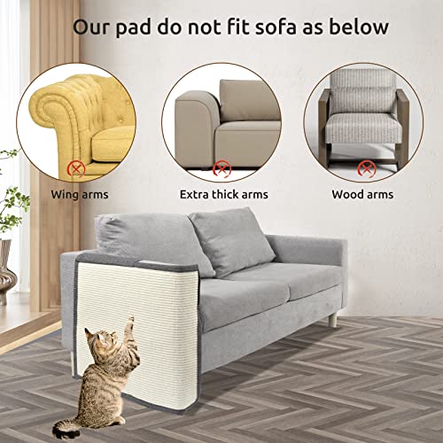 Cat Scratch Sofa Protector,Cat Scratching Couch Protector with 19.7''L*23.6''W Natural Sisal Cat Scratcher Mat for Protecting Couch Sofa Chair (Dark Grey/Right Hand) - color: Dark Grey