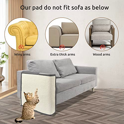 Cat Scratch Sofa Protector,Cat Scratching Couch Protector with 19.7''L*23.6''W Natural Sisal Cat Scratcher Mat for Protecting Couch Sofa Chair (Dark Grey/Right Hand) - color: Dark Grey