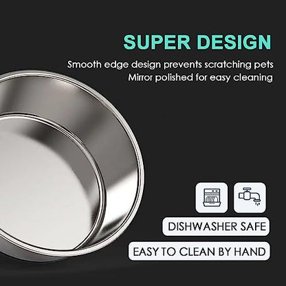 WEDAWN Deep Stainless Steel Non-Skid Dog and Food Bowls, Each Holds Up to 16 Cups, Set of 2 Packs(10.2 x 3.2 Inches) - color: Black, size: 12 Cup for Lager Pet