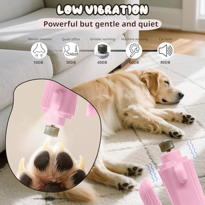 2-in-1 Dog Nail Trimmers & Dog Nail Grinder, Dog Nail Clippers with 2 LED Lights & Safety Guard, USB Rechargeable, Multiple Grinding Methods for Small, Medium, and Large Dogs & Cats (Pink) - color: Pink