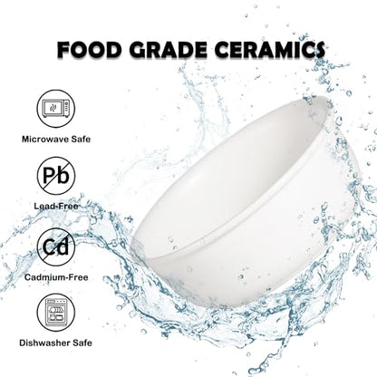 Ceramic Elevated Dog Bowl Set - Raised Food and Water Bowls with Metal Stand - Double Pet Dishes for Small and Medium Dogs - 3 Cups - 24.3 fl oz - Matte White - color: Matte White, size: L-400ml