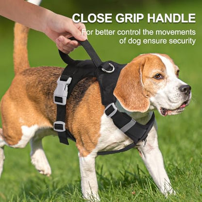 No Pull Dog Harness with Handle, Adjustable Soft Pet Vest Harness with Lightweight for Small Medium Large Sized Dog,Black,L - color: Black, size: L