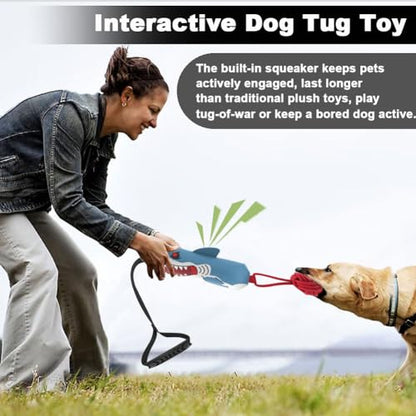 ETIAL Interactive Dog Tug Toy,Indestructible Dog Toys for Aggressive Chewers,Tough Squeaky Dog Rope Toys for Training,Tug of War Dog Toy Balls for Medium & Large Dogs (Shark) - style: Shark