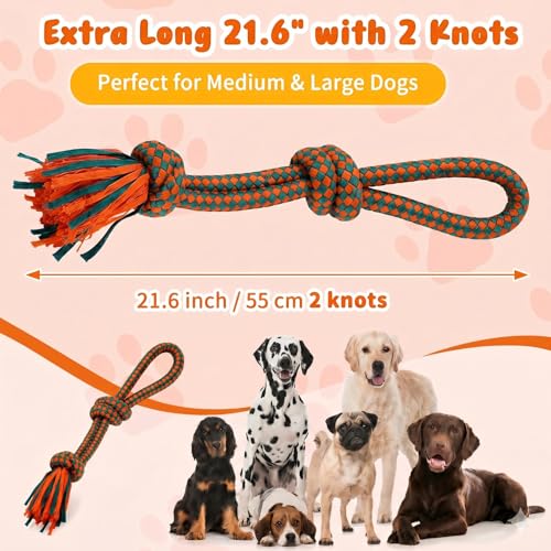 Interactive Dog Rope Toy for Large & Medium Dogs Durable Tug of War Toy for Training, Boredom Relief & Teeth Cleaning, Safe Ultra-Fiber Chew Toy for Daily Play (Small) - size: Medium