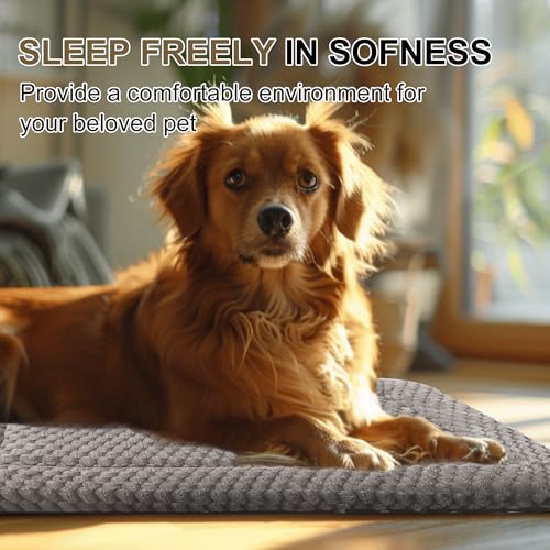 Dog Bed Crate Mat, Soft Durable Washable Anti-Slip Kennel Pad for Dogs & Cats, Reversible (Light Gray, S(24"*18"*1.5")) - color: Light Gray, size: S(24"*18"*1.5")