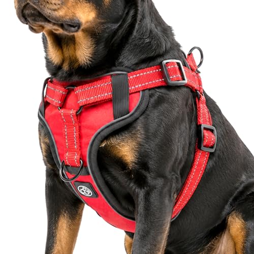 EVERKING Heavy Duty No Pull Dog Harness with Front Clip, Reflective Adjustable Pet Harness for Medium Large Dogs, Outdoor Training & Easy Control (Red, S) - color: Red, size: S