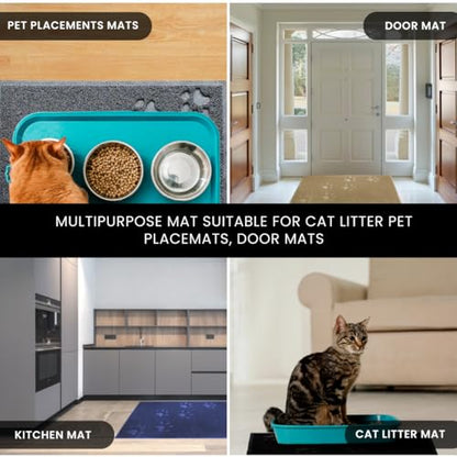 Andalus Small Cat Litter Mat, Pack of 2 - Waterproof, Non-Slip & Easy to Clean Cat Litter Box Mat for Extra Efficient Pet Litter-Trapping, Black (15.75” X 11.75”) - color: Black