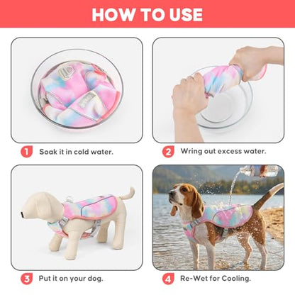 KYEESE Dog Cooling Vest Lightweight Jacket Cooling Vest for Dogs Adjustable Straps Summer with D Ring Breathable Dog Jacket Pet Cooling Vest UV Protection Reflective Stripe Pet T Shirt,Pink,XL - color: Pink, size: X-Large (28-40lbs)