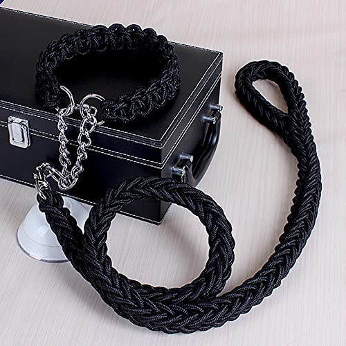 Love Dream Dog Collar and Leash Set, Heavy Duty Nylon Braided Rope Strong 4 FT Dog Leash and Martingale Training Collar for Small Medium Large Dogs Training and Walking (Black) - color: Black, size: Medium (Thick 1.5cm)