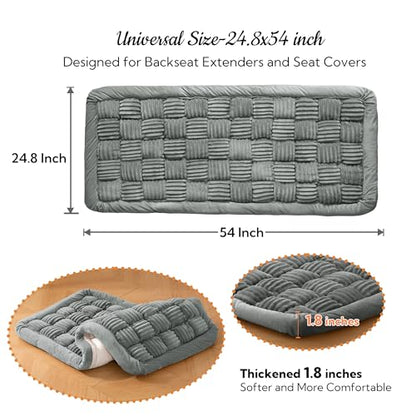 Dog Bed for Car Back Seat Soft Plush Backseat Pet Bed Mat Non-Slip Travel Pet Mat, Fuzzy Plaid Dog Seat Cover, Fit for Backseat Extenders and Trucks SUVs (Light Gray, 54" x 24.8") - color: Light Gray