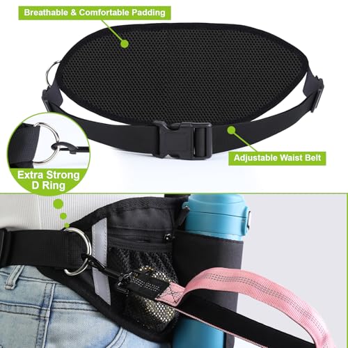 Hands Free Dog Leash, Waist Leash for Dog Walking, Running, Jogging, Waist Leashes with Adjustable Belt, Medium & Large Dogs Running Leashes Hands Free, Dual Padded Handles and Durable Bungee(Pink) - color: Pink