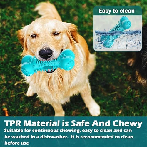 Dog Toys for Aggressive Chewers,Long-Lasting Natural Rubber Toy with Squeaky Interactive Dog Toys for Large Medium Small Breed,Dog Toothbrush Bone Toys