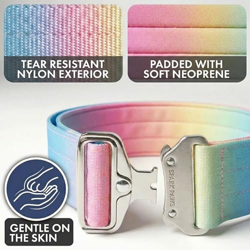 Spark Paws Tactical Dog Collar - Heavy Duty, Premium Quality, Thick and Durable for Large and Medium Dogs - Pastel Icing - XS - 1" - color: Pastel Icing, size: XS: 14"-19" [1" wide]