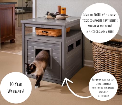 New Age Pet ECOFLEX Jumbo Cat Box Cover and End Table with Litter Box Enclosure and a 10 Year Warranty Hides Unsightly Litter Box made with Moisture & Odor Resistant Composite Material, Grey - color: Grey, size: Jumbo