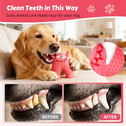 Dog Chew Toys Floating Squeaky Toy for Puppy Toothbrush Teething Cleaning Toys Outdoor Swimming Interactive Tough Toys for Small and Medium Dogs - color: Monster-red