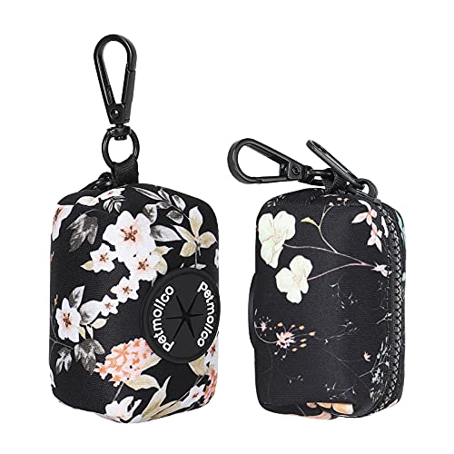 Dog Poop Bag Holder Leash Attachment, Waste Bag Dispenser Zippered Pouch - 2 Pack, Fits Any Leash, Includes Free Roll of Bags, Yellow White Blooming - color: Yellow White Blooming