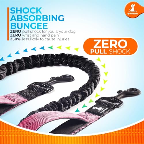 SparklyPets - Hands Free Dog Leash with Reflective Stitches - Waist Leash for Female Dog Walking, Hiking, Training, Jogging, Canicross, Running - Medium & Large Dogs, Gradient Pink - color: Gradient Pink, size: 1 dog M/L
