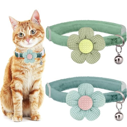 Breakaway Cat Collars with Bells, MUZIEBA Kitten Collar for Girl Boy Adjustable Safety Kitty Collars for Cats Puppy and Small Pets (Blue + Green) - color: Blue + Green