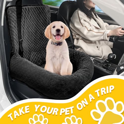 Dog Car Seat for Small Medium Dogs,Detachable Washable Travel Safety Pet Booster Seat, Comfy Ultra Soft and Multifunctional Car Travel Bed,Black - color: Black, size: Small