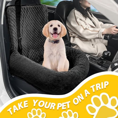 Dog Car Seat for Small Medium Dogs,Detachable Washable Travel Safety Pet Booster Seat, Comfy Ultra Soft and Multifunctional Car Travel Bed,Black - color: Black, size: Small