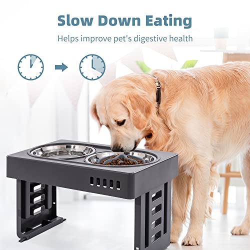 Jaoul Slow Feeder Dog Bowls Insert, Puzzle Slow Feeder Insert with 51 Octopus Suction Cups for Medium Large Size Dog Food Bowl Over 6.5" Wide (Grey) - color: Grey, size: Large(5.5 inch)