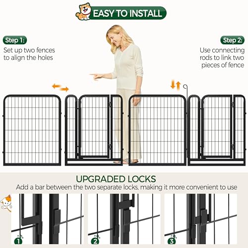 Yaheetech Dog Playpen Outdoor, 32 inch 8 Panels Dog Pen Indoor Heavy Duty Puppy Exercise Pen Metal Pet Fence for RV Camping/Yard/Garden - size: 32"