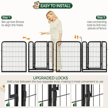 Yaheetech Dog Playpen Outdoor, 32 inch 8 Panels Dog Pen Indoor Heavy Duty Puppy Exercise Pen Metal Pet Fence for RV Camping/Yard/Garden - size: 32"