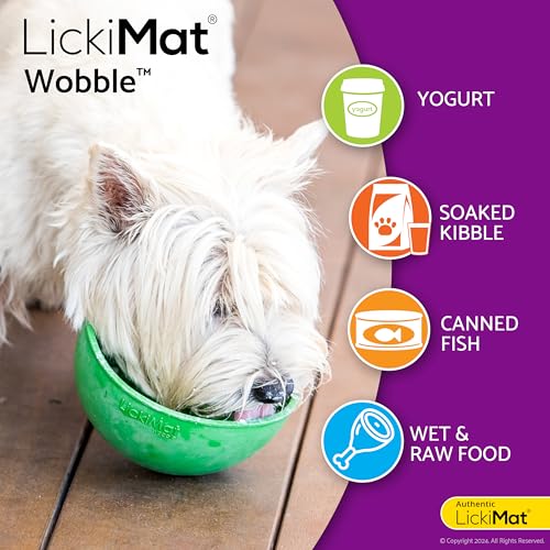 LickiMat Wobble, Dog Slow Feeder Bowl Lick Mat, Boredom Anxiety Reducer; Perfect for Food, Treats, Yogurt, or Peanut Butter. Fun Alternative to a Slow Feed Dog Bowl, Green - color: Green