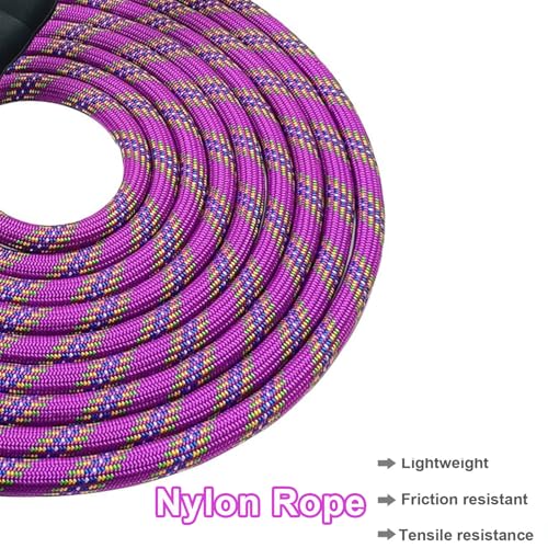 Heavy Duty Rope Dog Leash, 6/8/10/15/20/30FT Long Nylon Pet Leash, Soft Padded Handle Thick Lead Leashes for Large Medium Dogs (Purple, 1/2" * 10') - color: purple, size: 1/2" * 10'