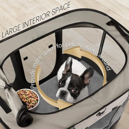 Rest-Eazzzy Dog Playpen, Foldable Kitten Playpen for Medium Dogs, Portable Pet Puppy Playpen with Removable Shade Cover, Indoor Outdoor Travel Camping Use for Small Pets with Carrying Case (M, Grey) - style: Medium