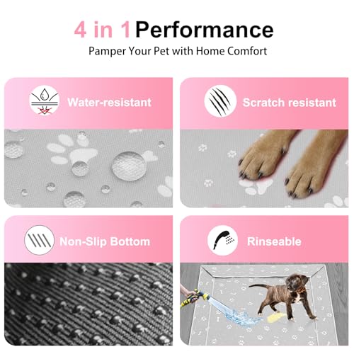 Dog Playpen Bottom Pad Mat for 36" 4-Panel Playpens - Scratch & Chew-Resistant Puppy Pen Floor Mat with Hook & Loop Fasteners, Waterproof & Leakproof, Non-Slip (PrintGrey) (Playpen Not Included) - color: PrintGrey