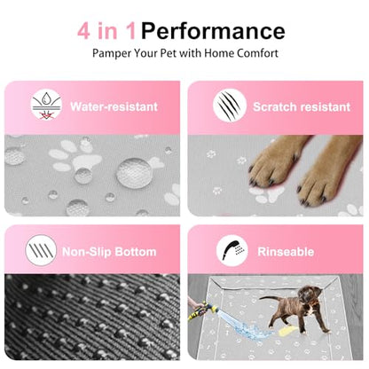 Dog Playpen Bottom Pad Mat for 36" 4-Panel Playpens - Scratch & Chew-Resistant Puppy Pen Floor Mat with Hook & Loop Fasteners, Waterproof & Leakproof, Non-Slip (PrintGrey) (Playpen Not Included) - color: PrintGrey