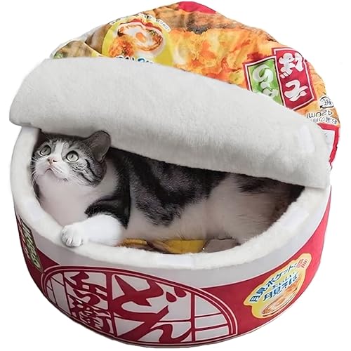 寵幸 Ramen Noodle Dog & Cat Bed,Keep Warm and Super Soft Creative Pet Nest for Indoor Cats,Removable Washable Cushion for Small Medium Large Dogs and Cats - color: red, size: 19.7"L x 19.7"W x 7.9"Th