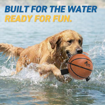 QDAN Dog Ball Basketball Toys, Balls with Straps, Dog Water Toy Pool Toys for Small Medium Dogs (6 Inch) - color: Basketball, size: 6 Inch
