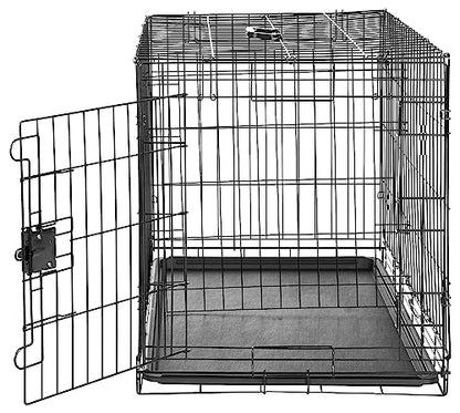 Amazon Basics Portable Metal Wire Dog Crate with Removable Tray, Single Door with Divider Panel, Foldable, Collapsible, Easy to Assemble & Clean, 36" x 23" x 25", Black - size: 36 x 23 x 25 in, style: Single Door w/ Divider
