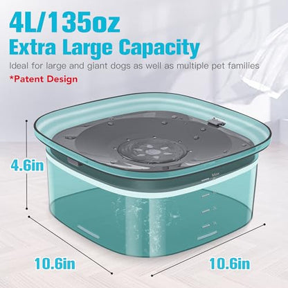 UPSKY 4L Dog Water Bowl 135oz No Spill Dog Bowl Extra Large Capacity Slow Drinking Water Feeder, Splash Proof Pet Water Dispenser Vehicle Carried Travel Water Floating Bowl for Dogs, Cats - color: L-Green, size: 4 L