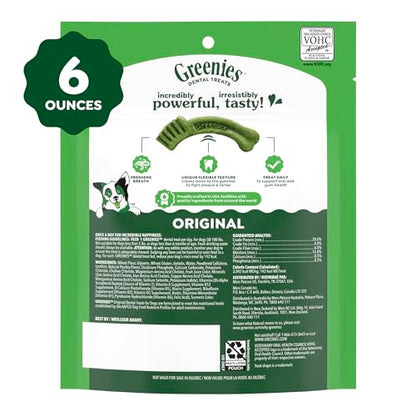 Greenies Veterinarian-Recommended Adult Natural Dental Dog Treats Large Size, Dog Dental Chews, Original Flavor, 6 oz. Pack, 4 Count - size: 4 Count (Pack of 1)