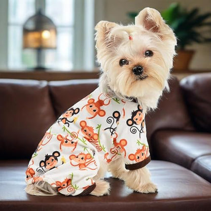 Dog Pajamas for Small Dogs, Soft Thin Pjs Jammies Cat Doggie, Summer Pet Cute Puppy Clothes Outfits Dogs Boy Girl(Monkey,XS) - color: Monkey, size: X-Small (Chest 11.8 in)