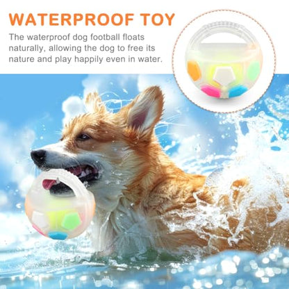Dog Calming Ball with Handle Pet Dog Football Shape Toy Squeaky Floating Rubber Ball Floating Fetch Balls for Anxiety Relief in Small Medium Large Dogs(Color:White) - color: White
